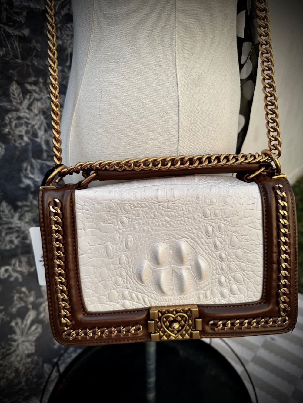 BORRY ROSA Crocodile Leather Crossbody Handbag